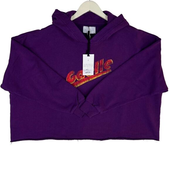 Gaelle Paris Women Purple Oversized Relaxed Hoody Cotton Sweatshirt Size IT 2 - Picture 8 of 12